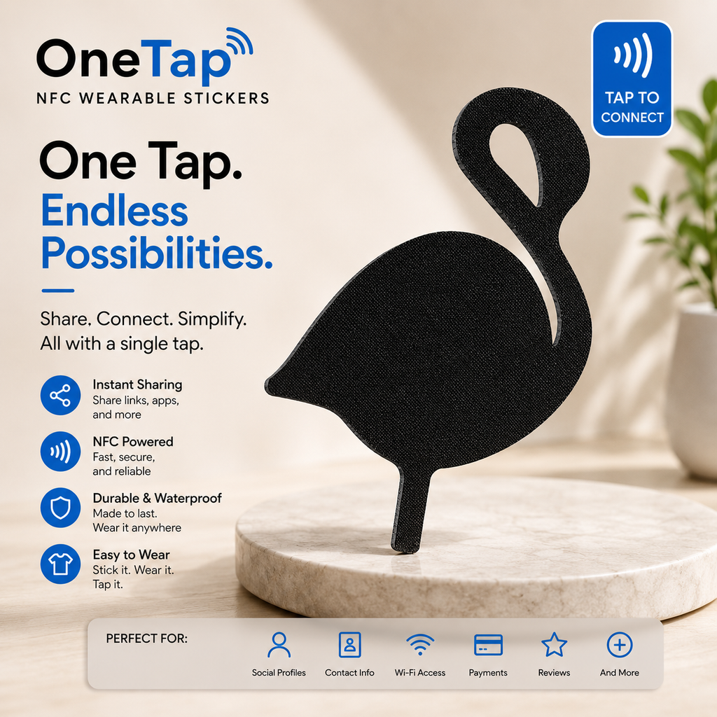 Black Flamingo Smart Tags Wearable Sticker