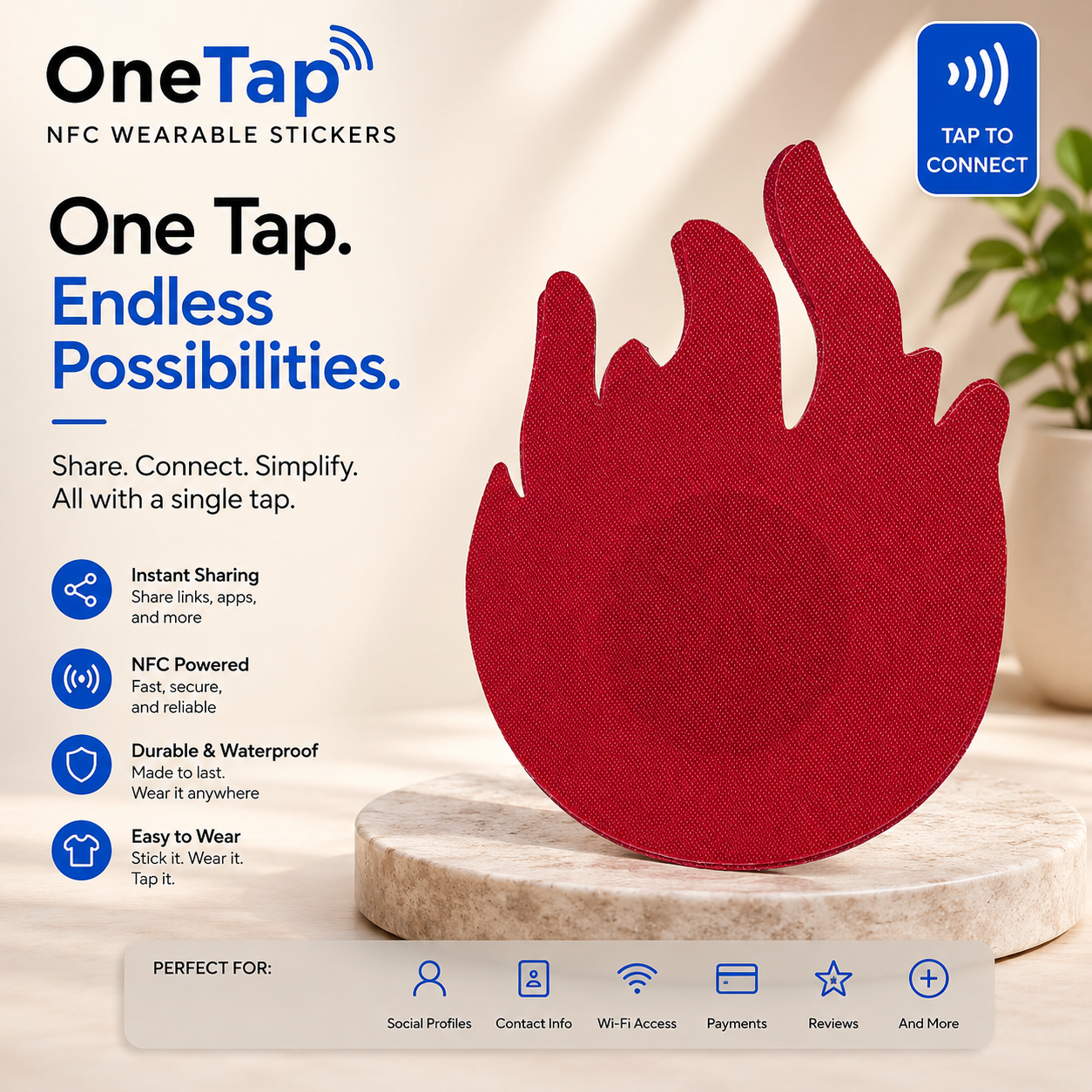 Red Flames Smart Tags Wearable Sticker
