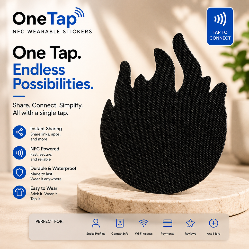 Black Flames Smart Tags Wearable Sticker