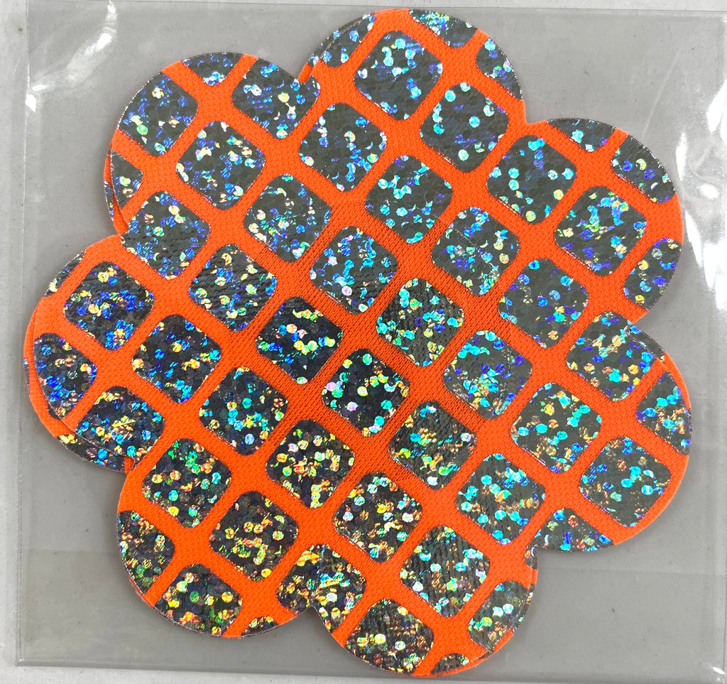 Daisy Orange Check Glitter Smart Tags Wearable Sticker