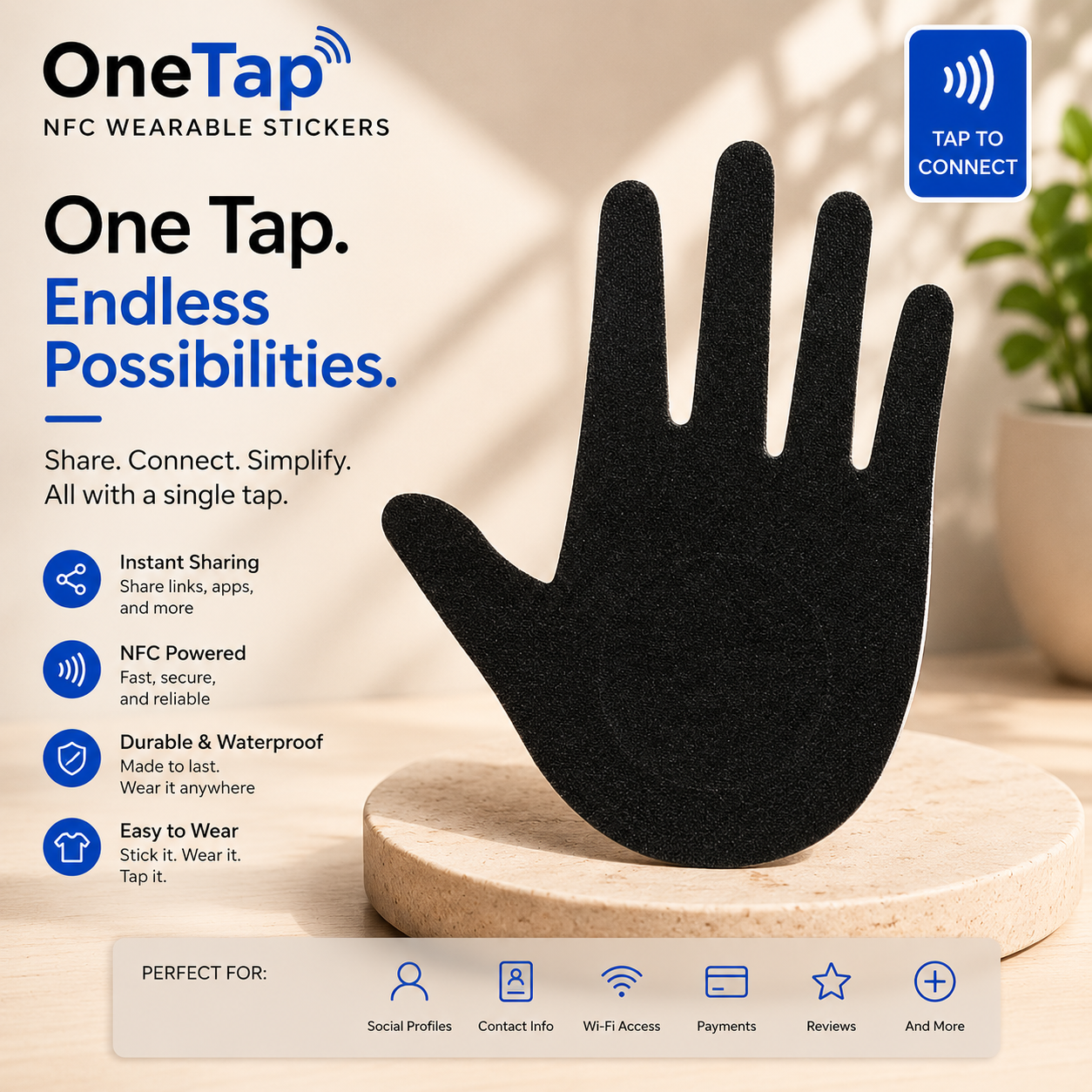 Black Hand Smart Tags Wearable Sticker