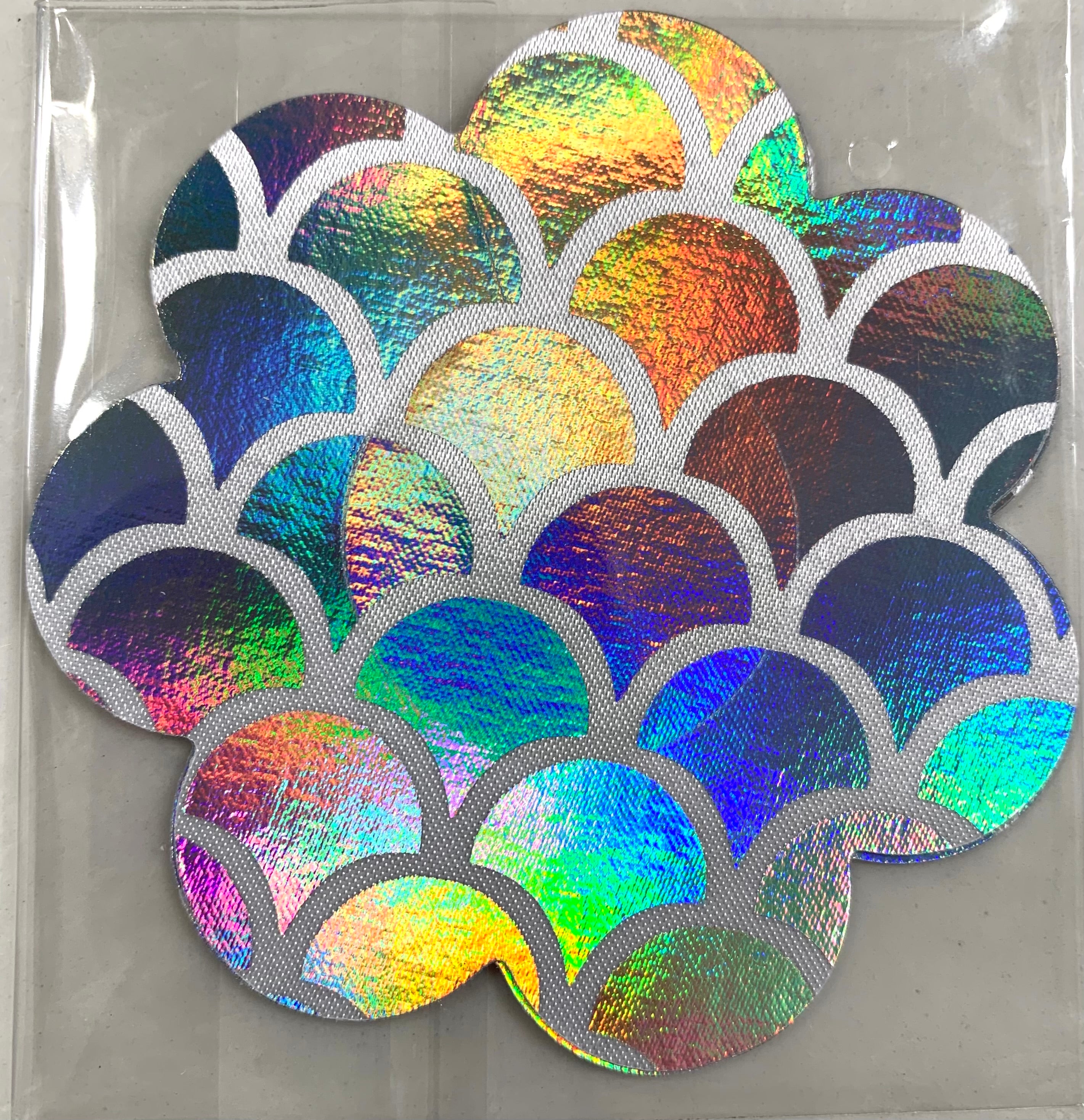Daisy Silver Iridescent White Large Scales Mermaid Smart Tags