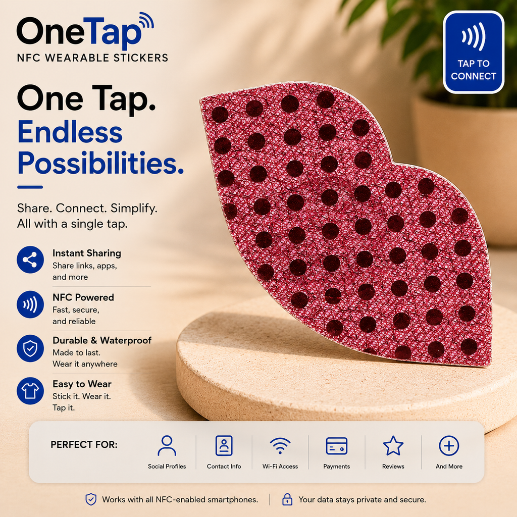 Lips Red Glitter Dots Smart Tags Wearable Sticker