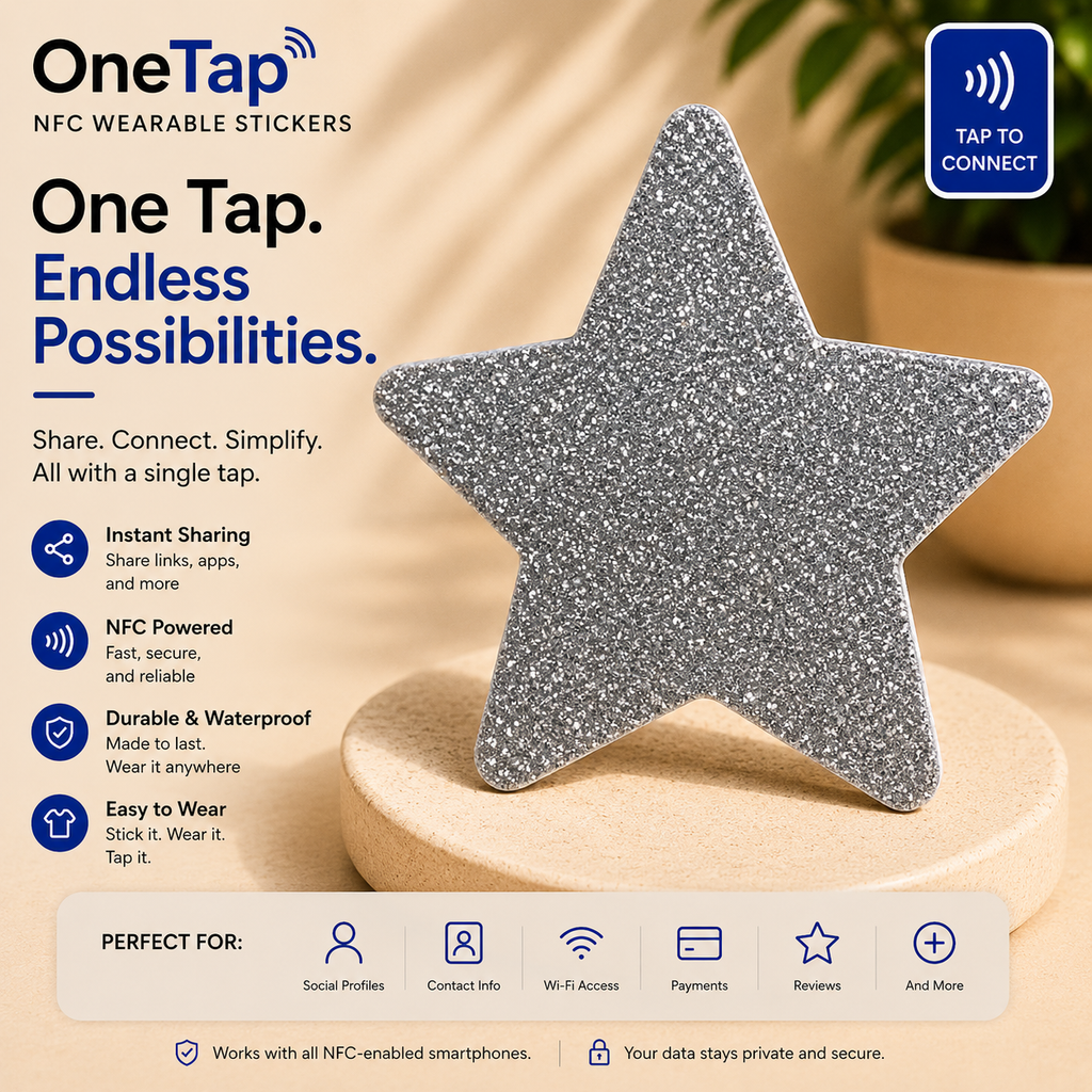 Star Silver Glitter Smart Tags Wearable Sticker