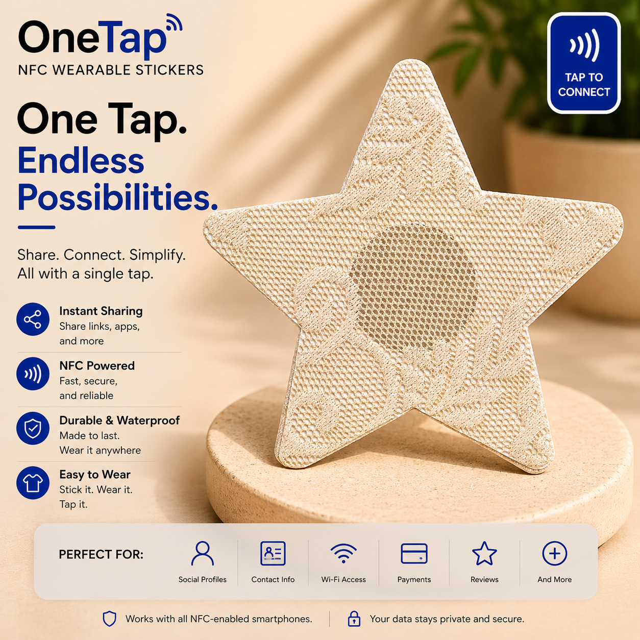 Star Nude Lace Smart Tags Wearable Sticker