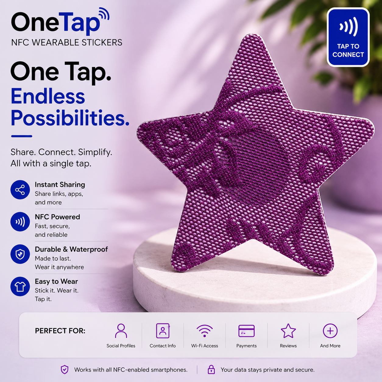 Star Purple Lace Smart Tags Wearable Sticker