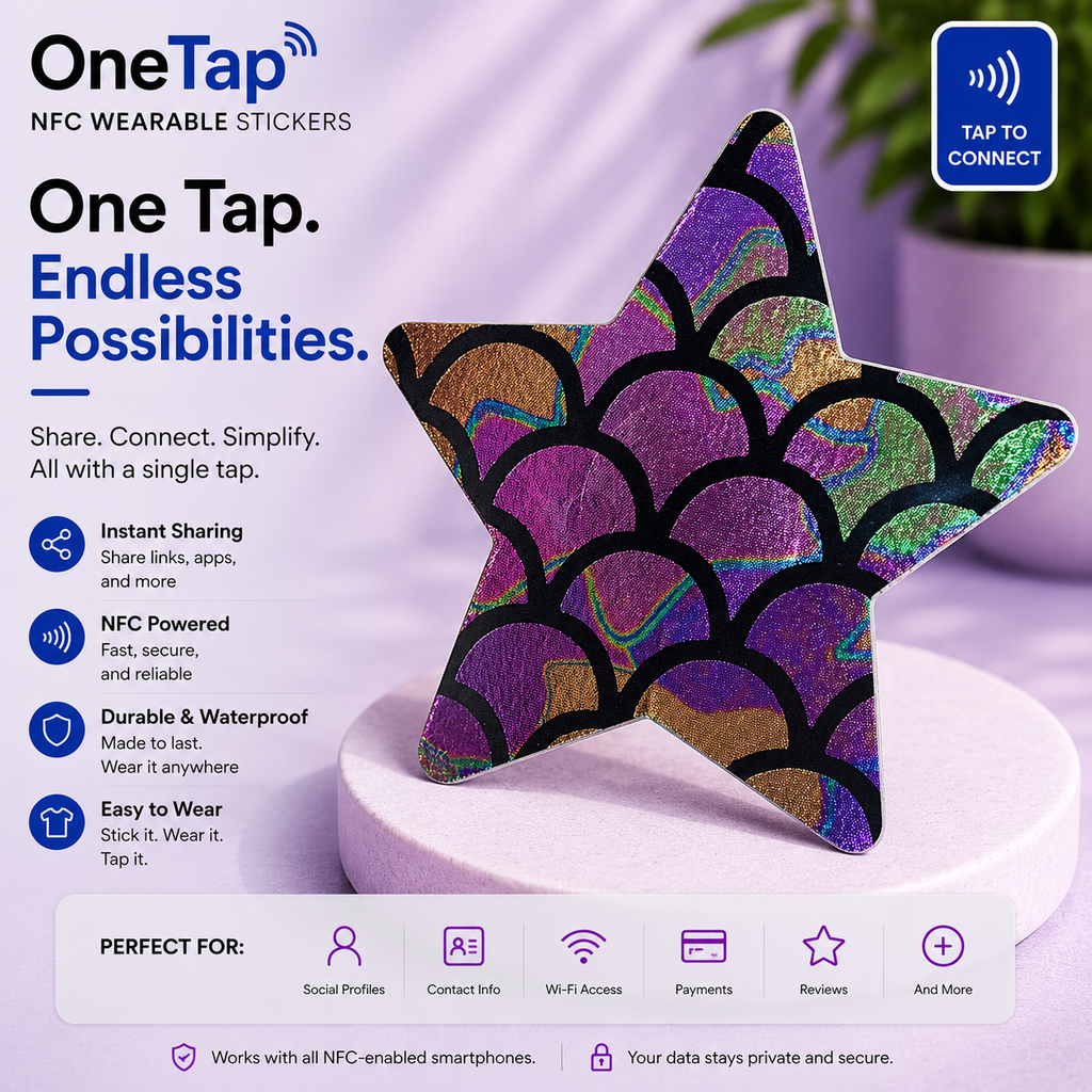 Star Multi Color Black Iridescent Large Scales Smart Tags Wearable Sticker