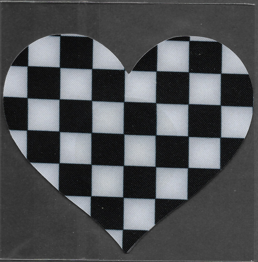 Heart Black White Checkerboard Smart Tags Wearable Sticker
