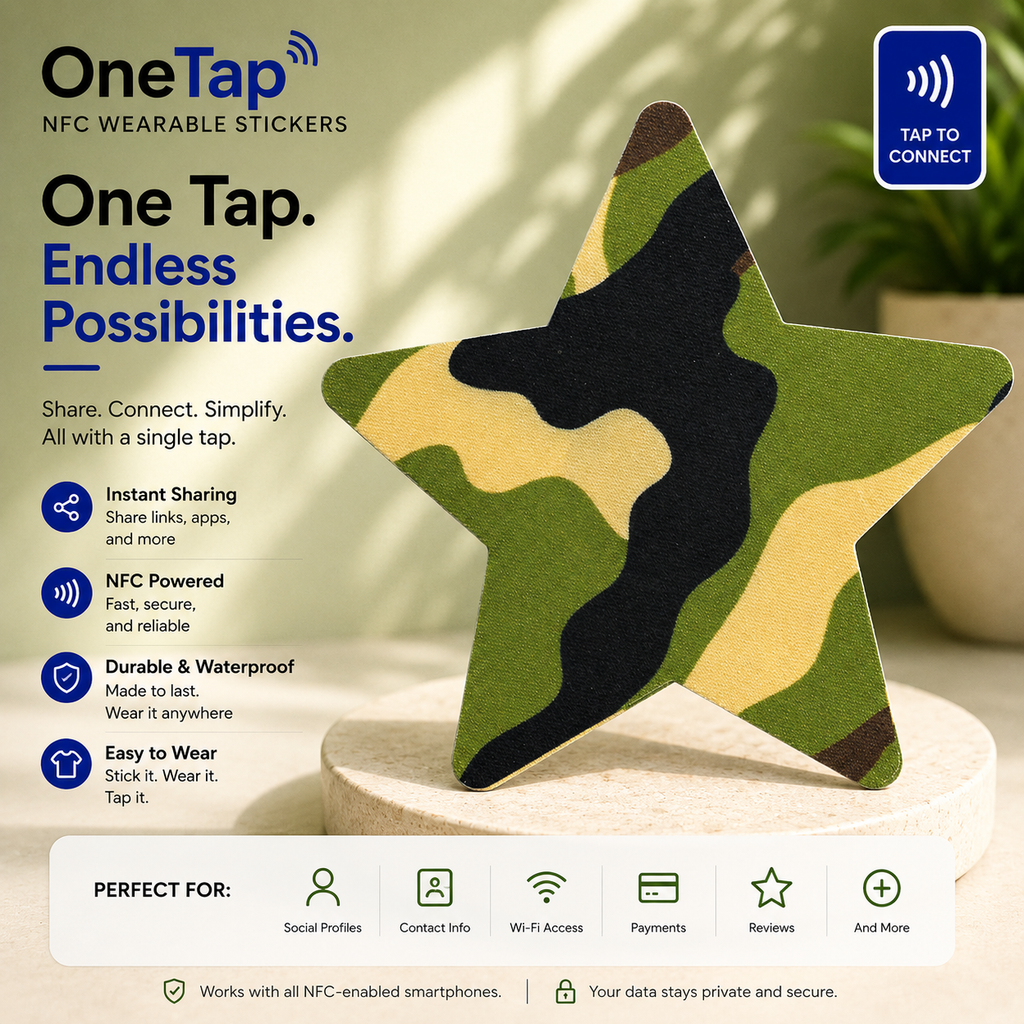 Star Camo Green Smart Tags Wearable Sticker