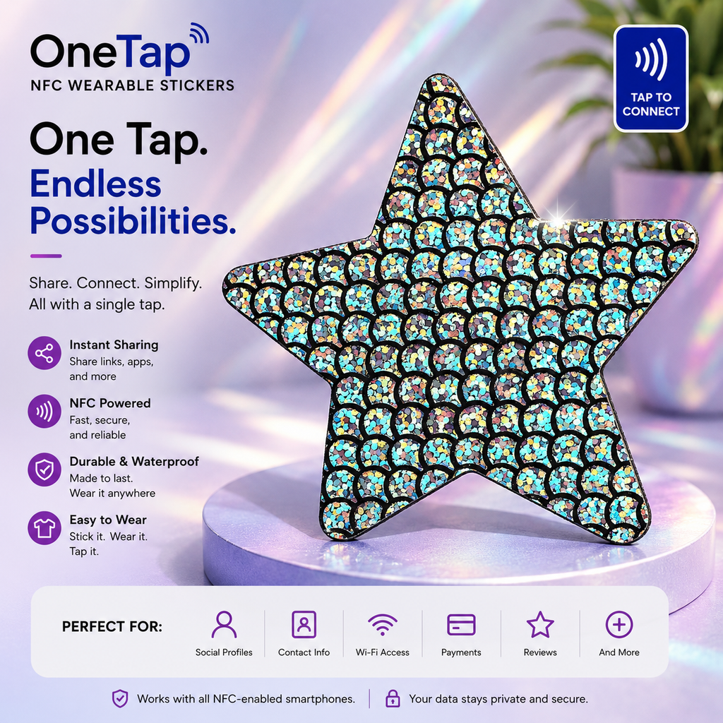 Star Silver Glitter Small Scales Smart Tags Wearable Sticker