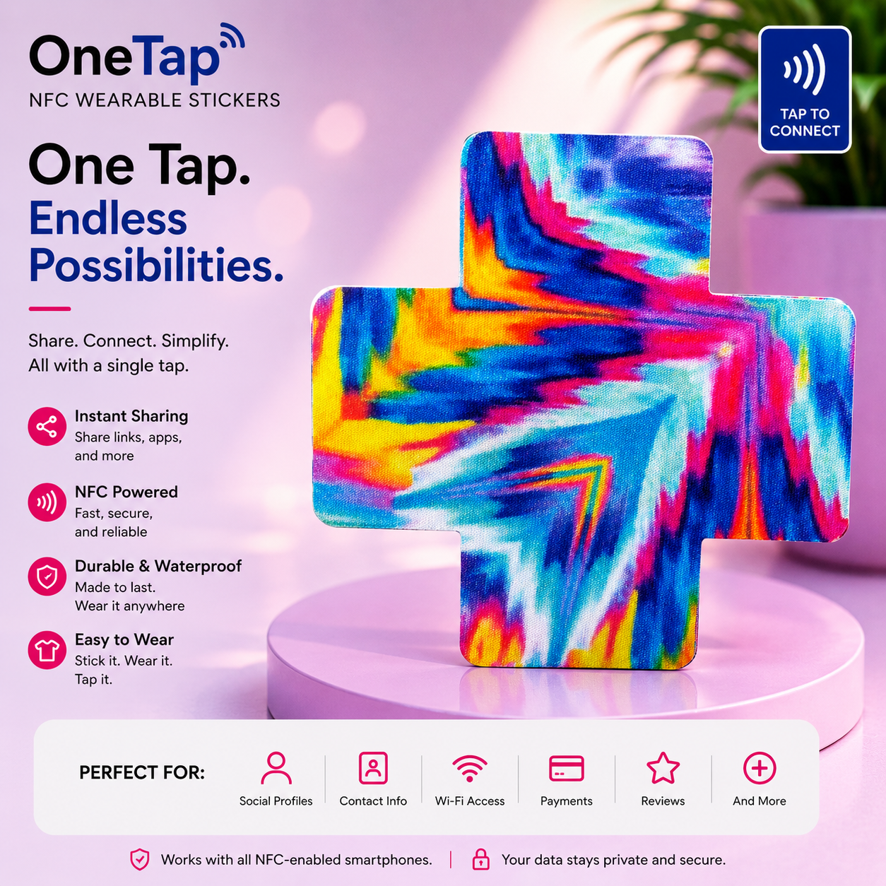 Cross Multi Color Tie Dye LG Smart Tags Wearable Sticker