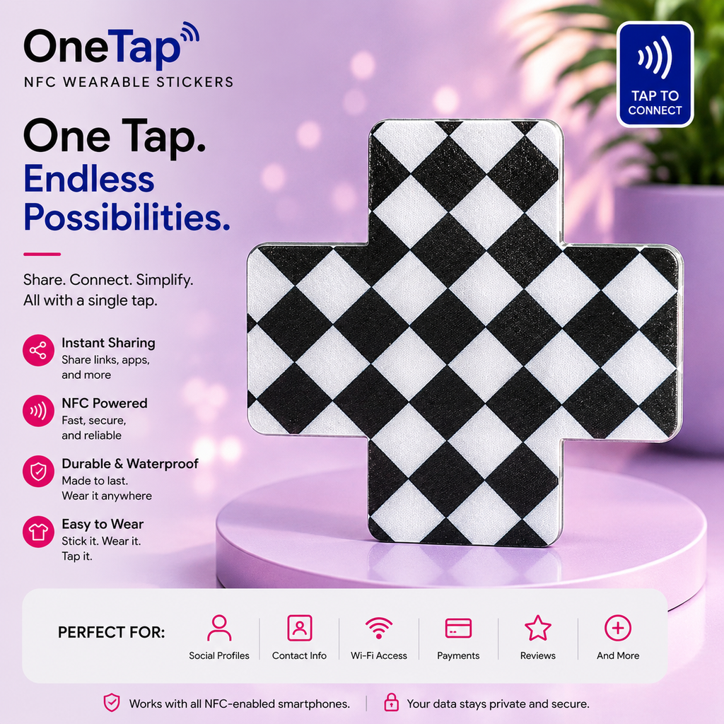 Cross Checker Black White LG Smart Tags Wearable Sticker