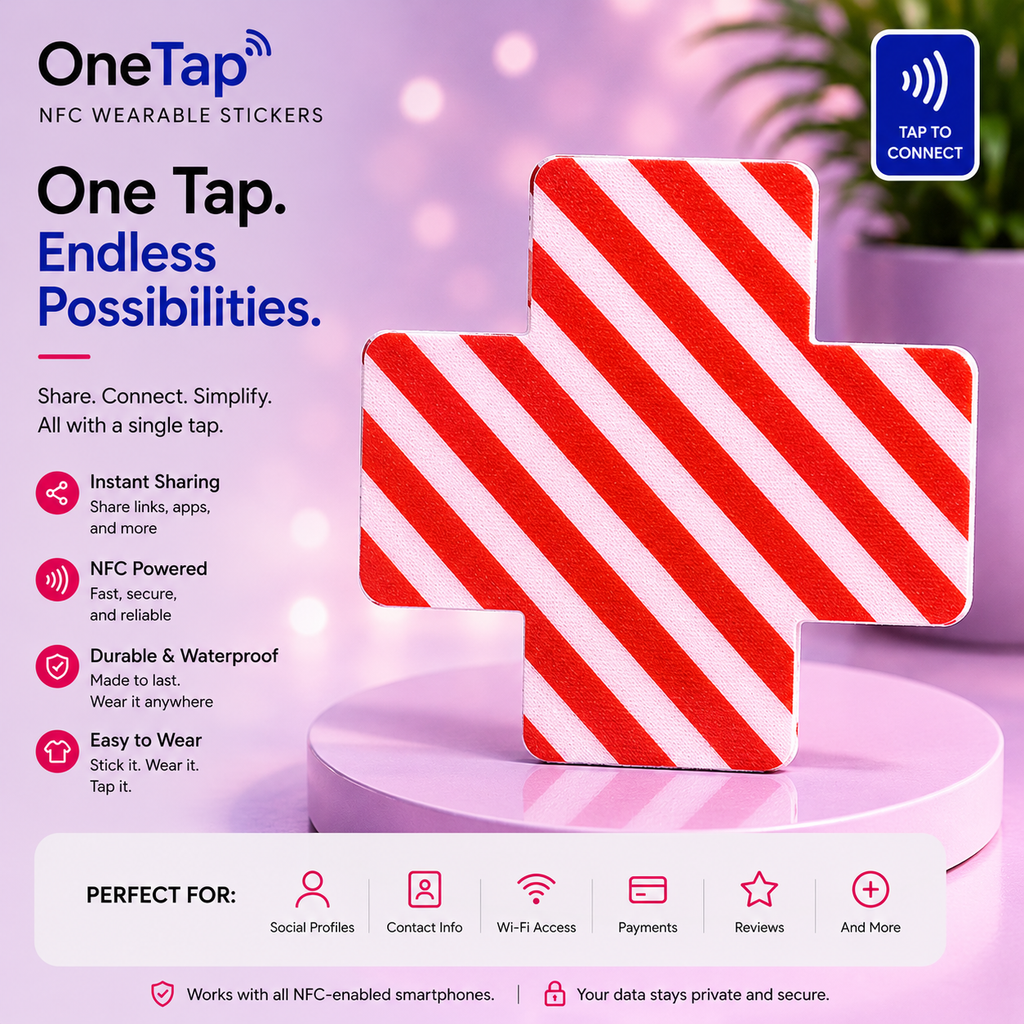 Cross Red White Stripes LG Smart Tags Wearable Sticker