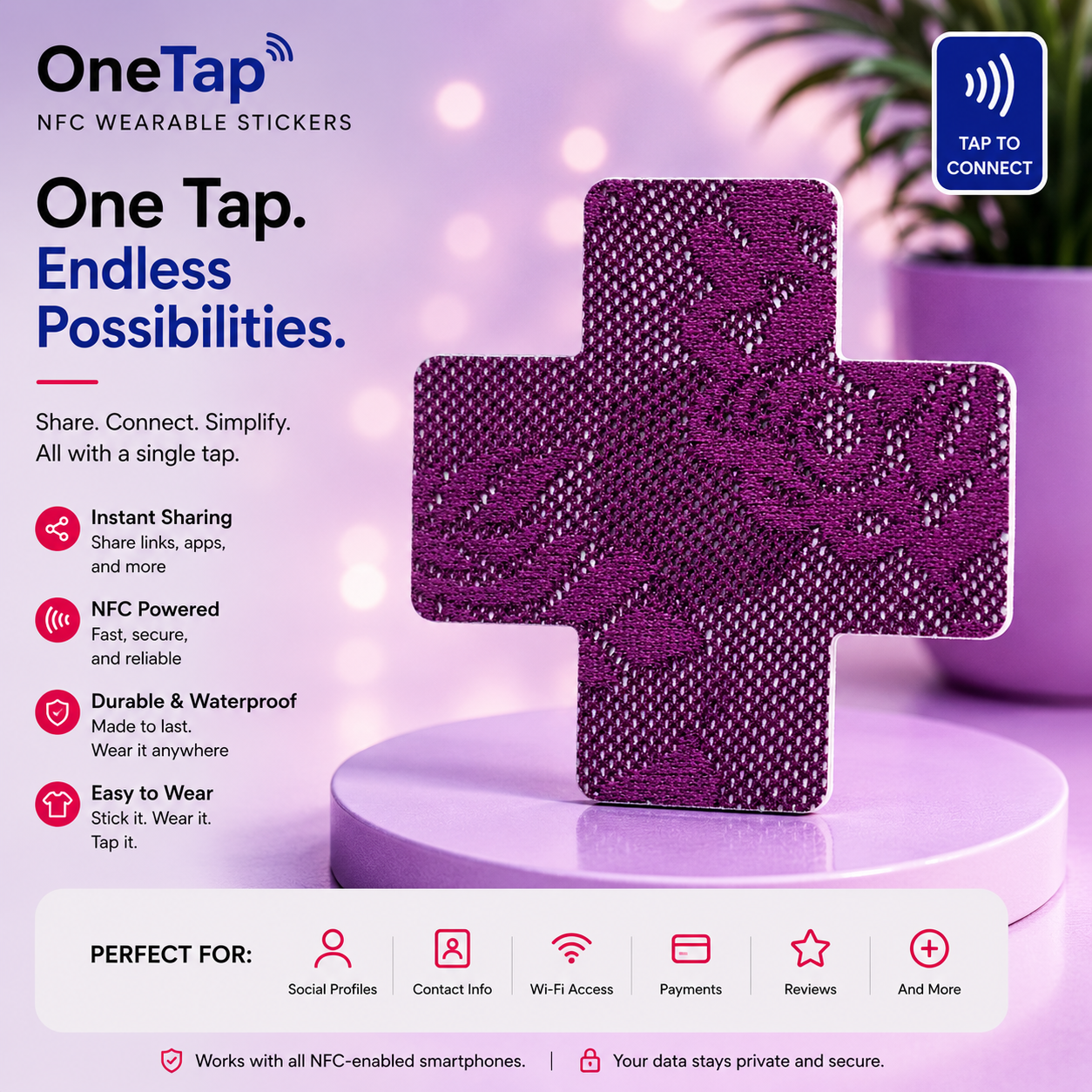 Cross Purple Lace MD Smart Tags Wearable Sticker