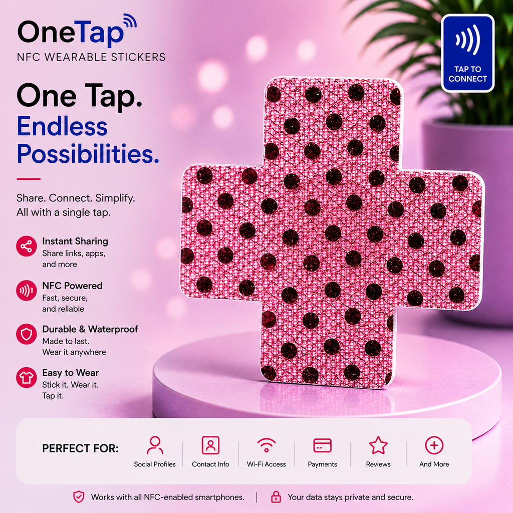 Cross Red Glitter Dots MD Smart Tags Wearable Sticker