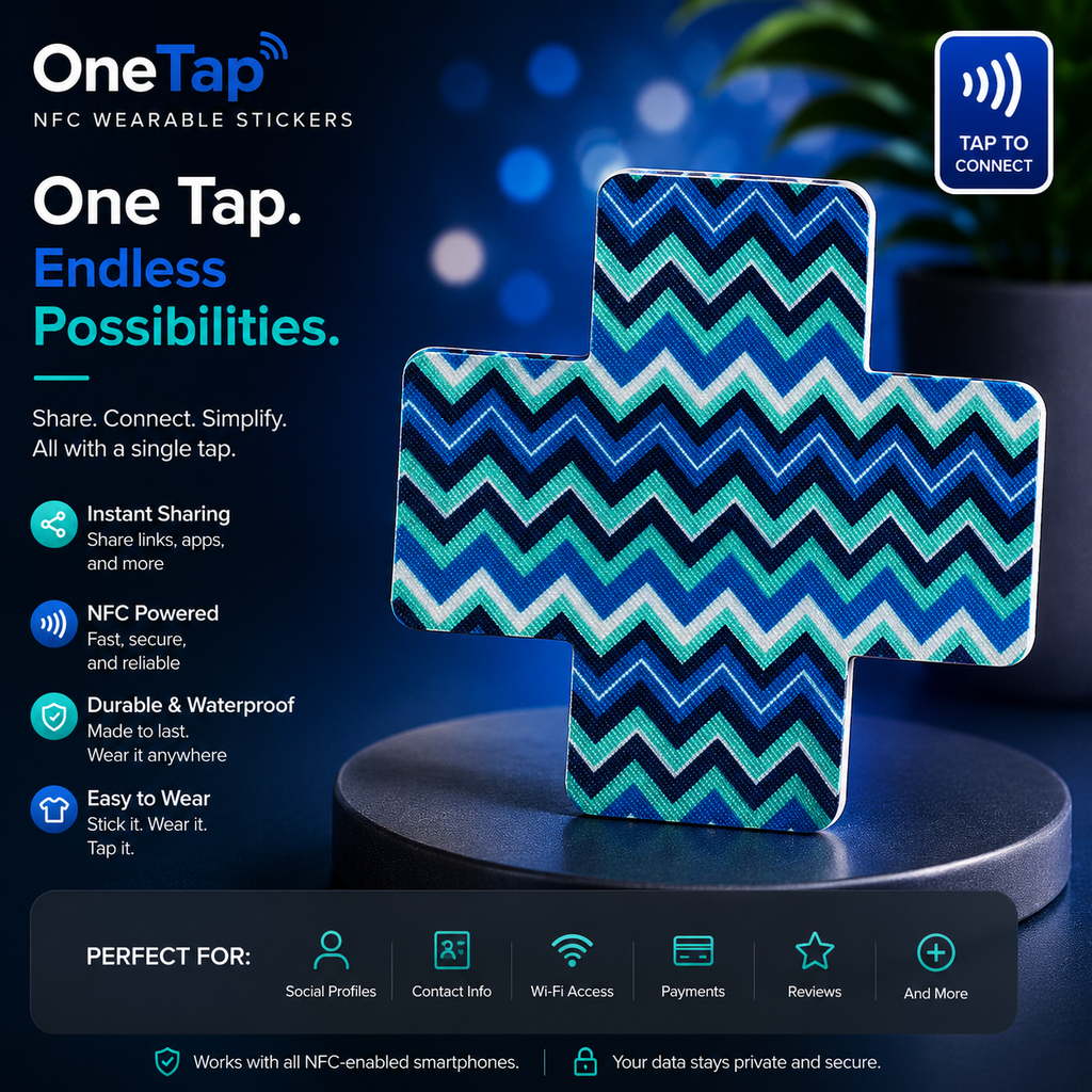 Cross Blue Black Chevron MD Smart Tags Wearable Sticker