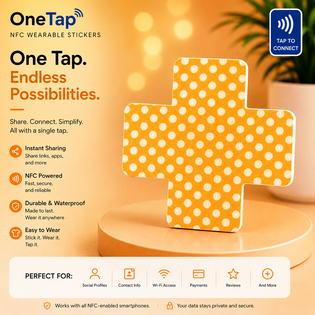 Cross Orange White Dots MD Smart Tags Wearable Sticker