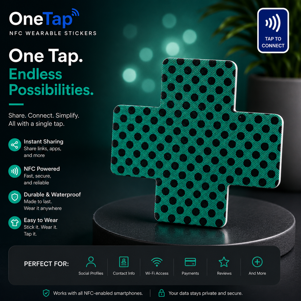 Cross Teal Black Dots MD Smart Tags Wearable Sticker