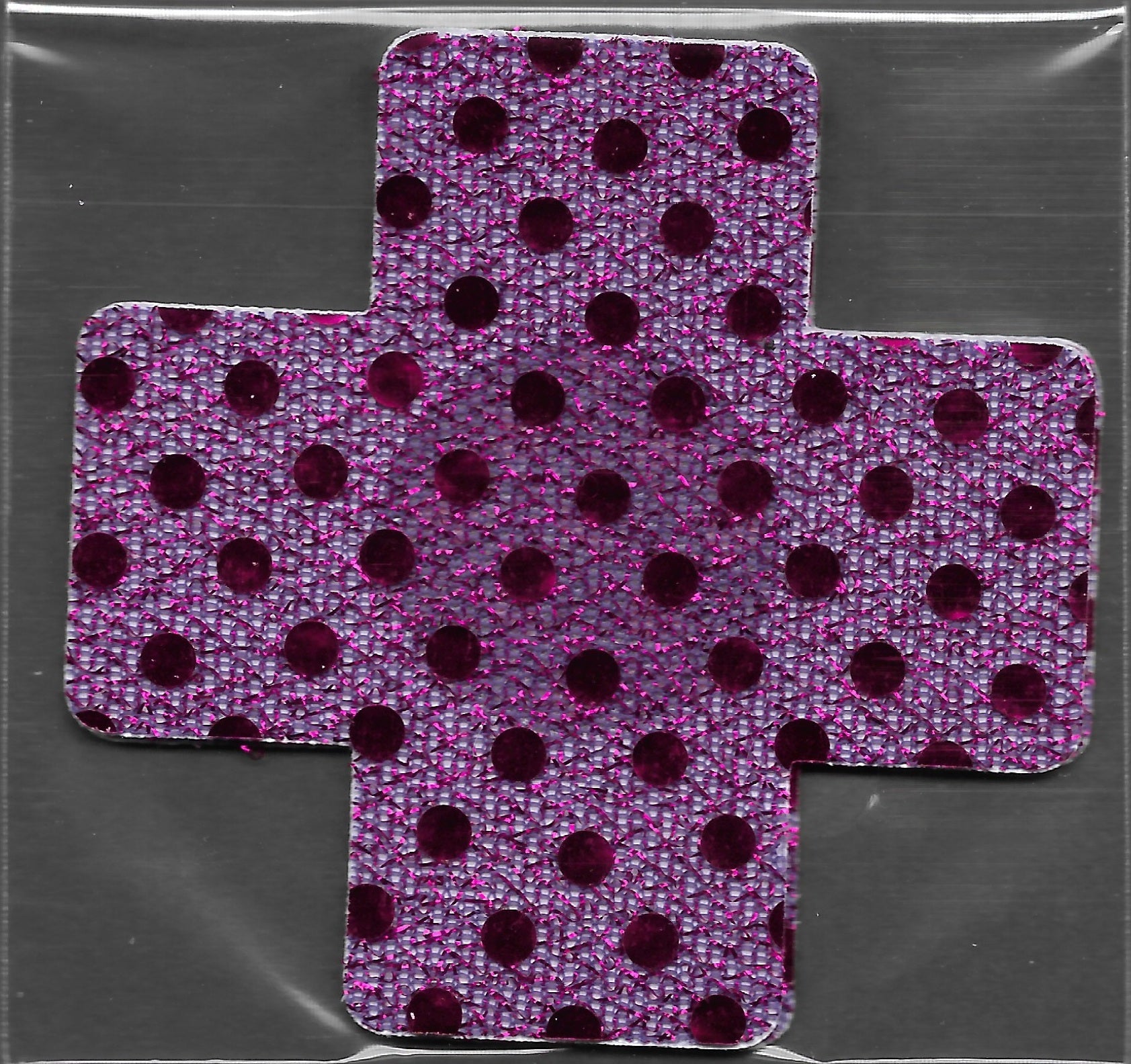 Cross Purple Glitter Dots MD Smart Tags