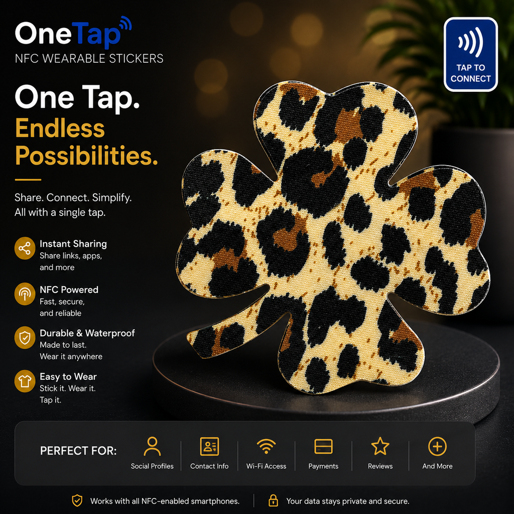 Clover Leopard Print Smart Tags Wearable Sticker
