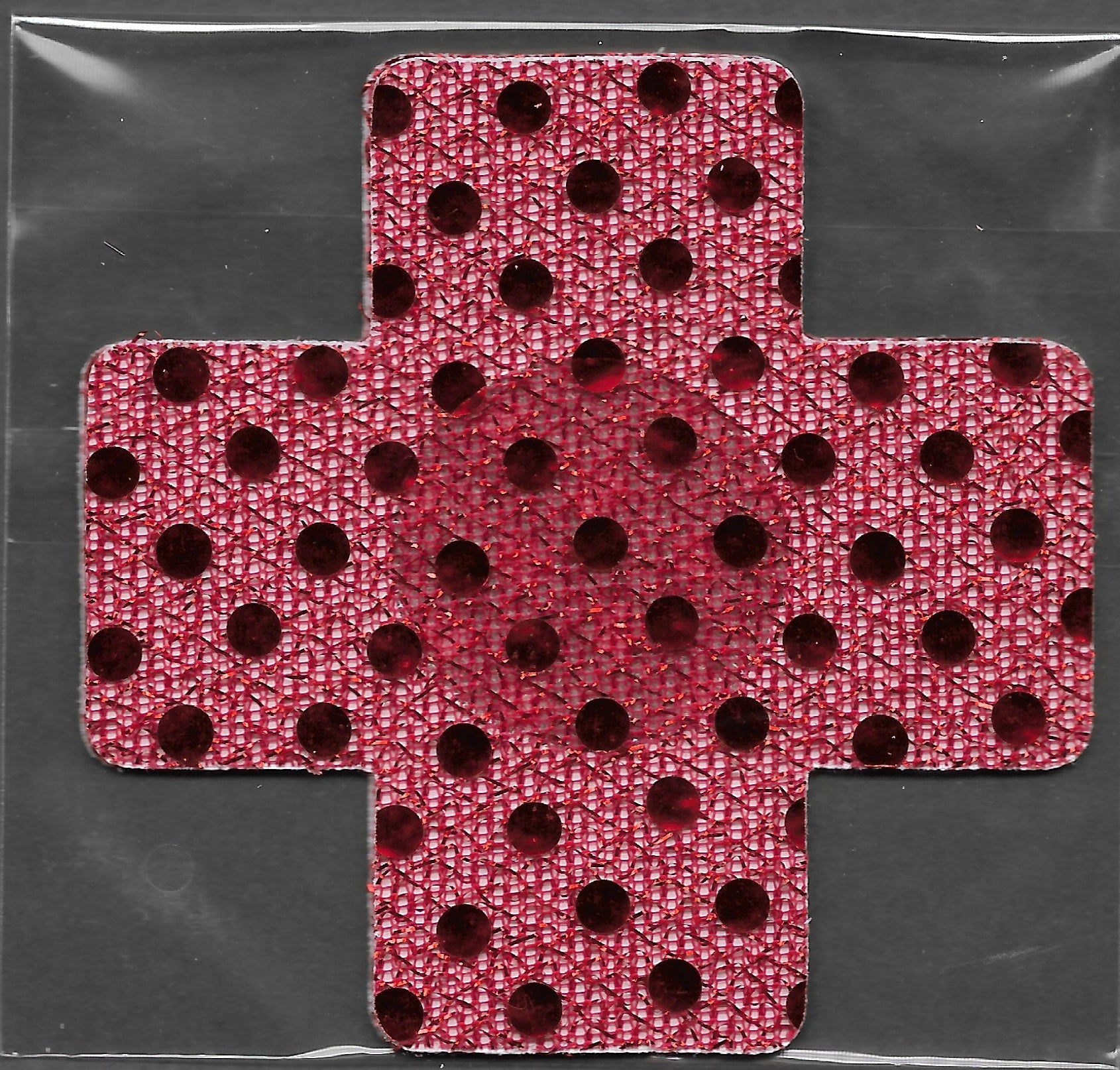 Cross Red Glitter Dots MD Smart Tags