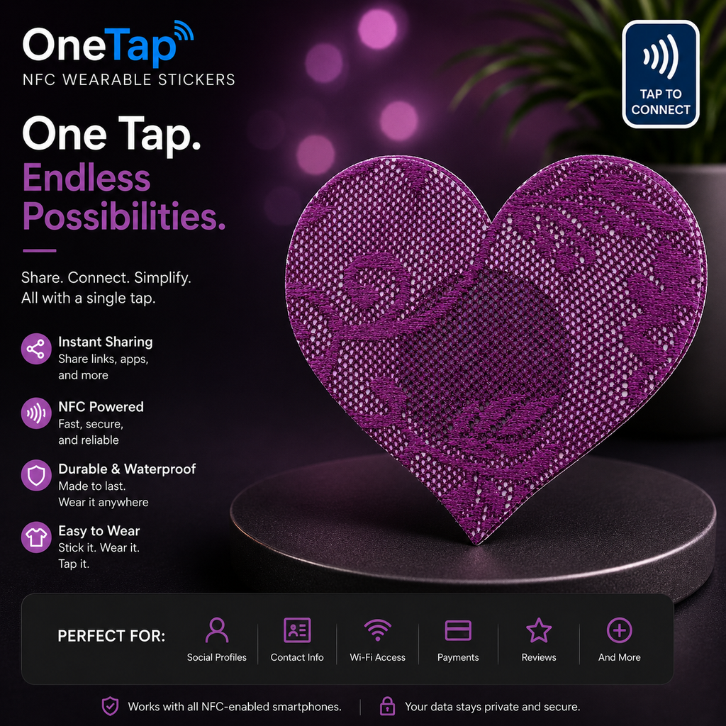 Heart Purple Lace Smart Tags Wearable Sticker