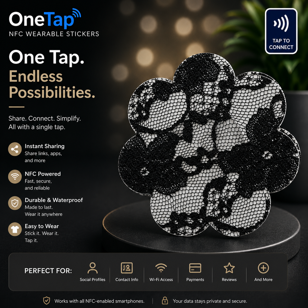 Daisy Black Lace Smart Tags Wearable Sticker