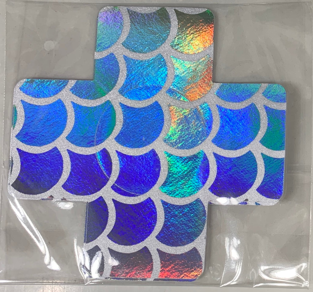 Cross Silver White Mermaid Scales LG Smart Tags Wearable Sticker