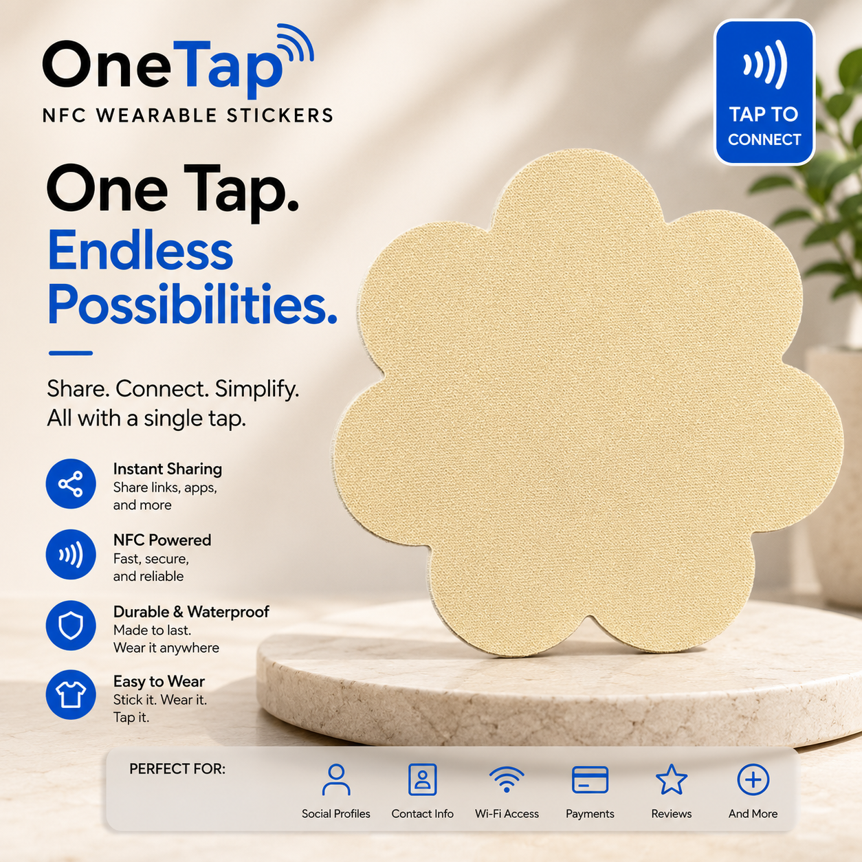 Daisy Champagne Smart Tags Wearable Sticker