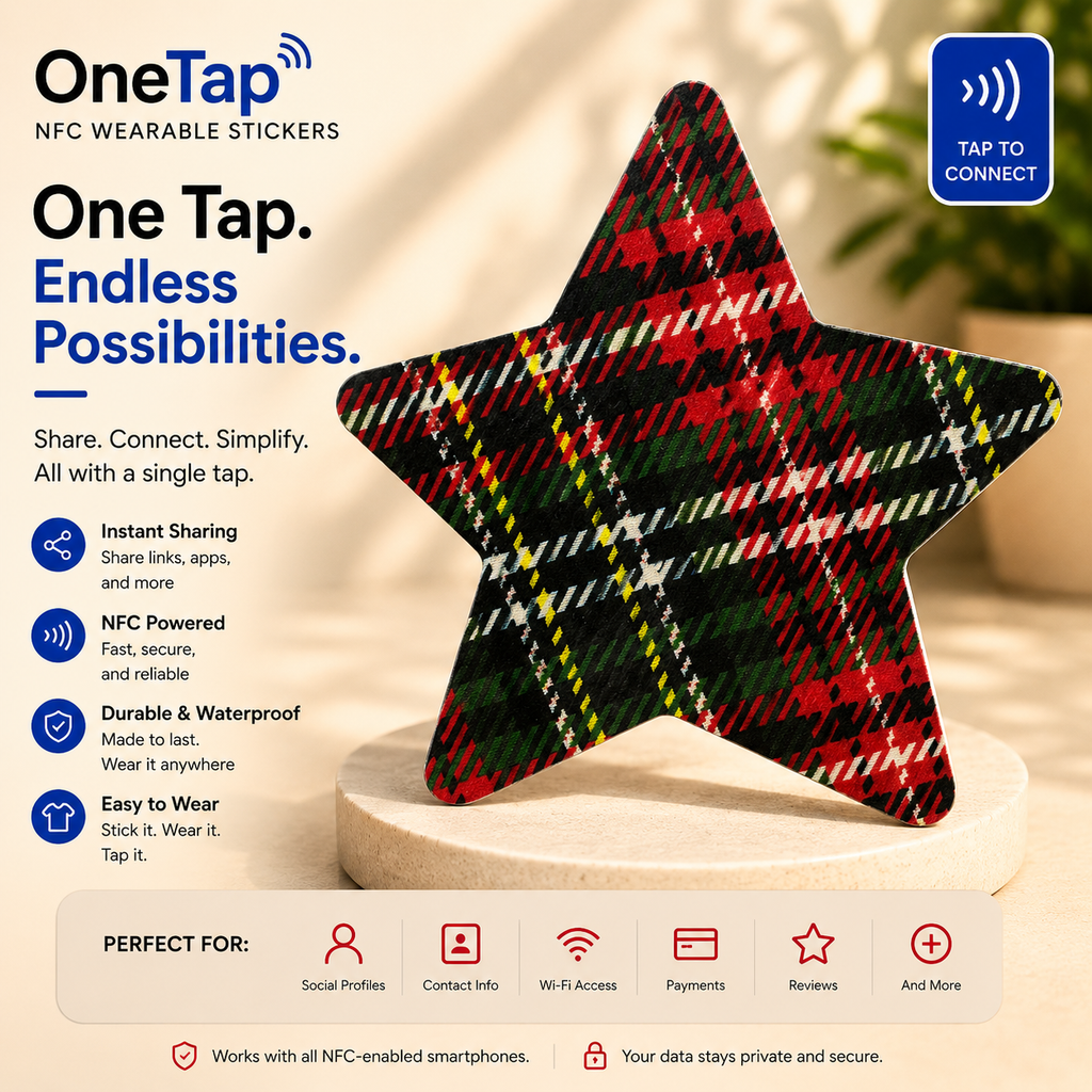 Star Red Plaid Smart Tags Wearable Sticker