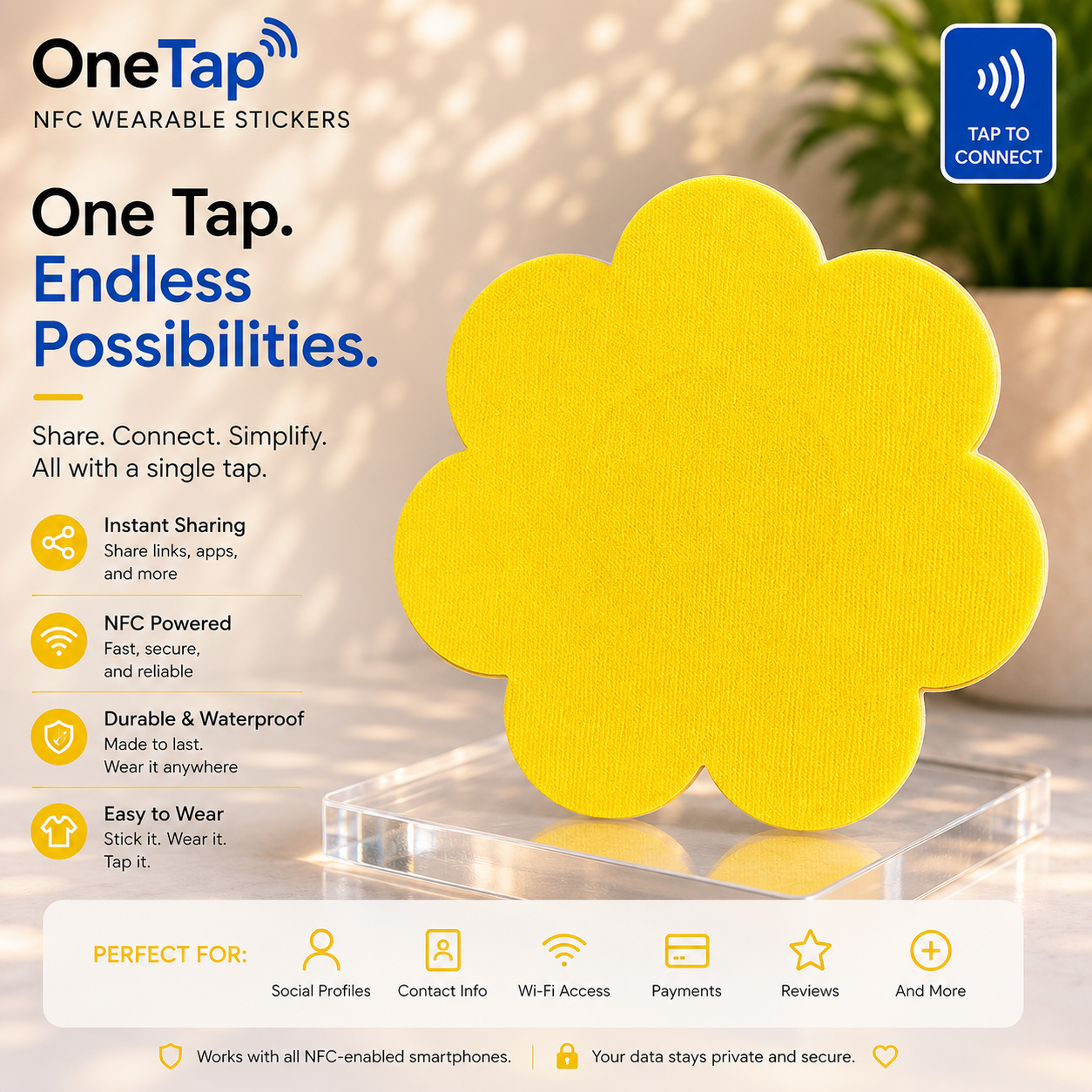 Daisy Yellow Smart Tags Wearable Sticker