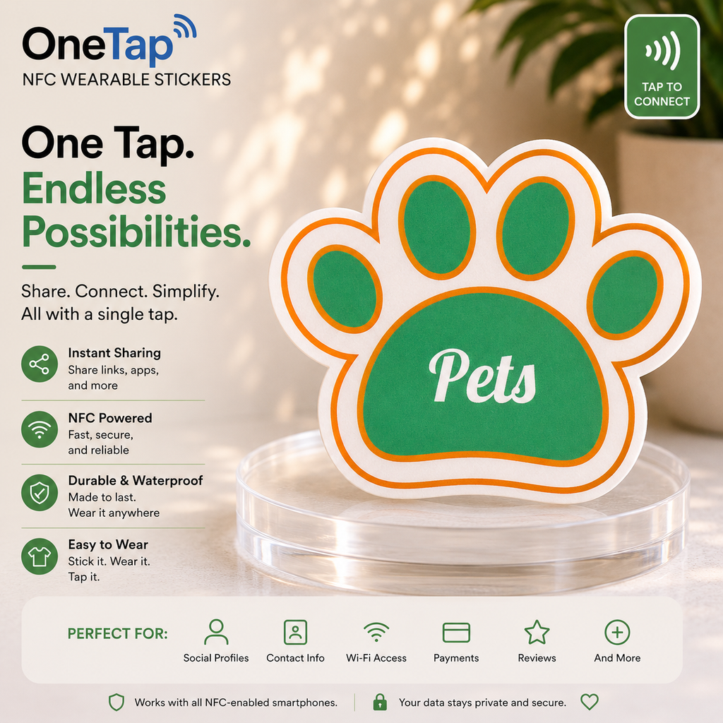 Sage Green Paw Print SM NFC Sticker