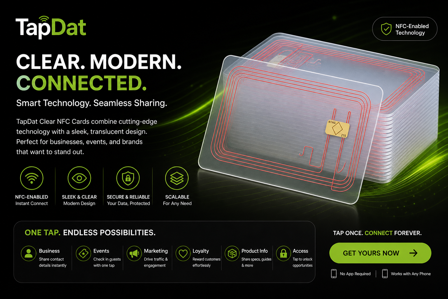 Clear NFC Card 215 NFC Cards for Easy and Convenient Functionality