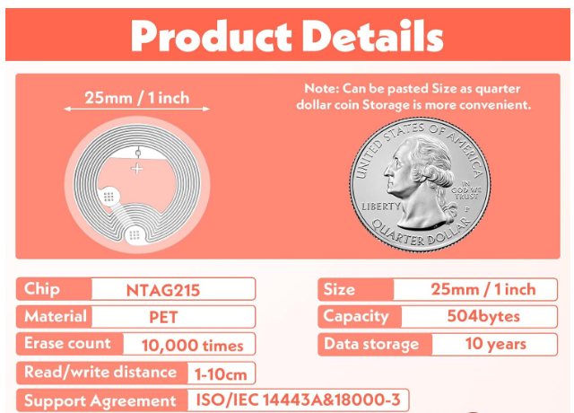 TapDat Extra NFC Tag Custom Link Tap to Connect